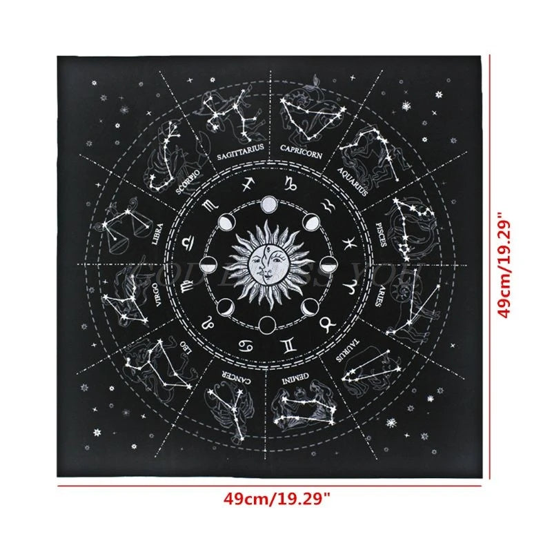 12 Constellations Tarot Card Tablecloth Velvet Divination Altar Cloth Board Game Fortune Astrology Oracle Card Pad Drop Ship