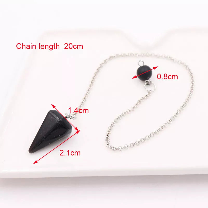 Fashion Conical Pendulum Natural Stone Taper Pendulums Silver Color Chain Crystal Pendants For Dowsing Spiritual Reiki Jewelry