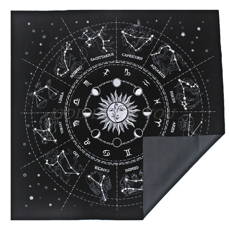 12 Constellations Tarot Card Tablecloth Velvet Divination Altar Cloth Board Game Fortune Astrology Oracle Card Pad Drop Ship