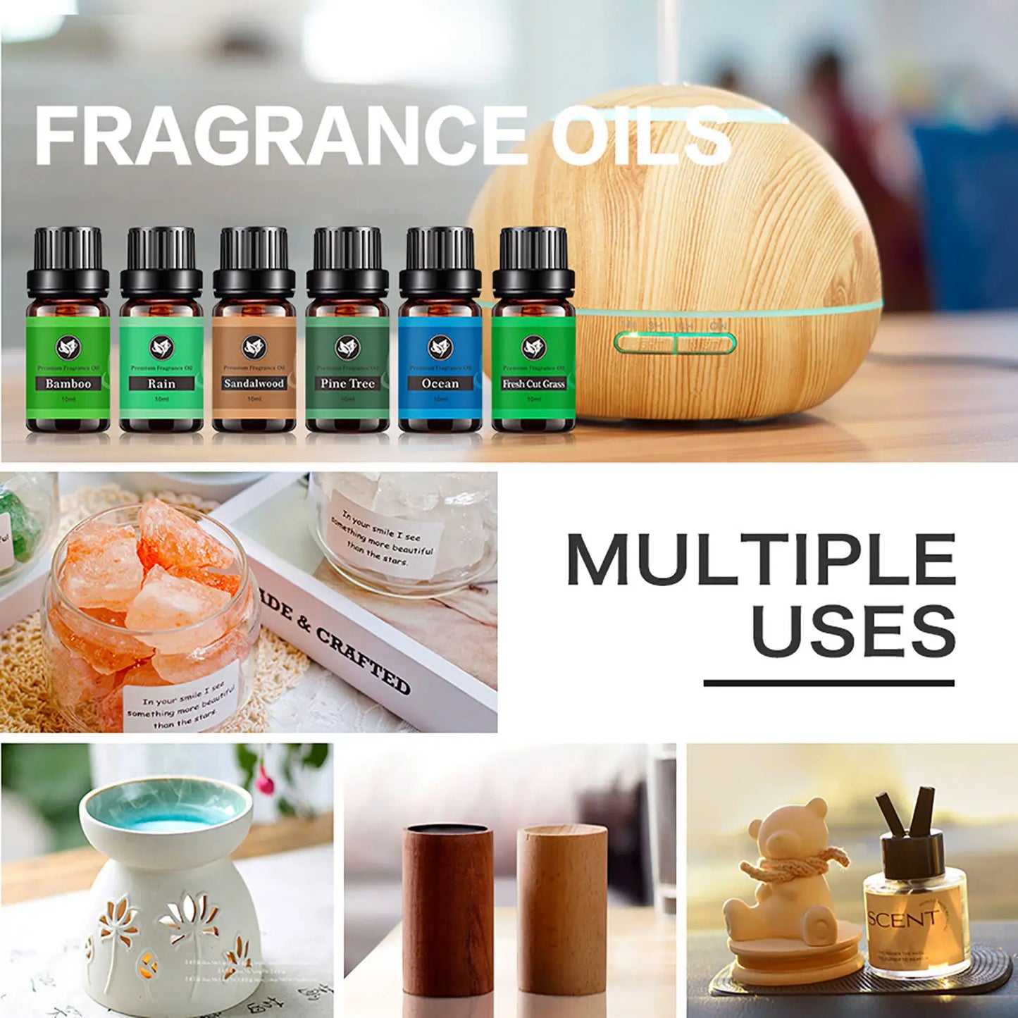 10ml 6 Bottles Aromatic Plant Fragrance Oil Aromatherapy Diffusers Freshening Air Relieve Stress Essential Oil