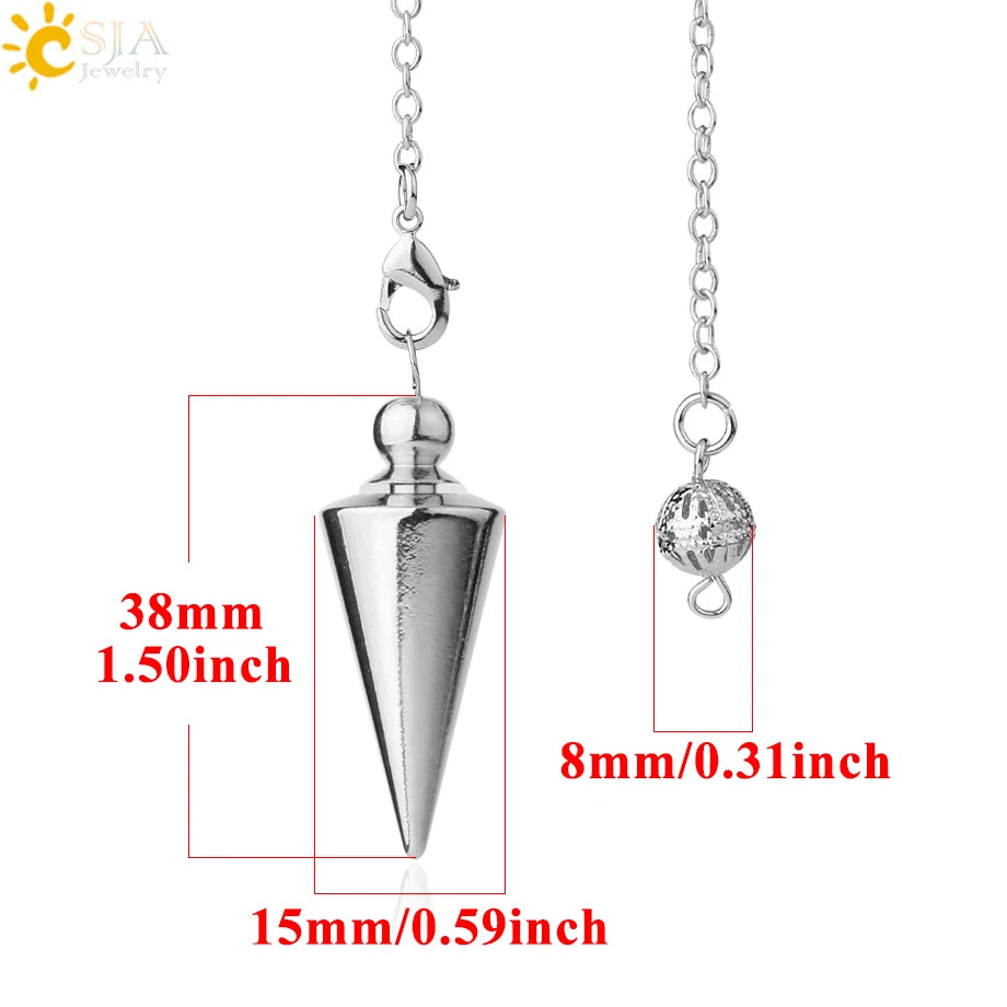 CSJA Esotericism Pendulum for Radiesthesia Divination Metal Pendulums Stand Shuttle Spiritual Dowsing Rod Pendulos Pendule G336