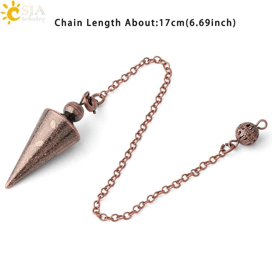 CSJA Esotericism Pendulum for Radiesthesia Divination Metal Pendulums Stand Shuttle Spiritual Dowsing Rod Pendulos Pendule G336