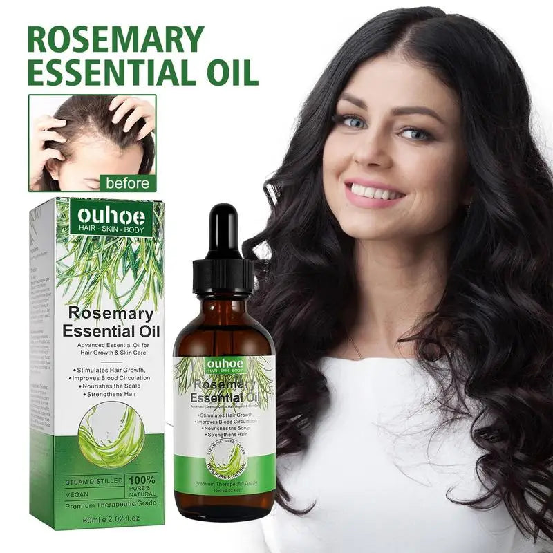 Rosemary Essential Oil Hair Growth Oil Organic Hair Products Scalp & Hair Strengthening Oil With Glass Dropper 2 Fl. Oz Skin &