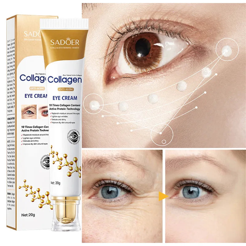 Collagen Anti-Wrinkle Eye Cream Remove Dark Circles Eye Bags Puffiness Fine Lines Moisturizing Firming Lifting Eye Skin Care 20g