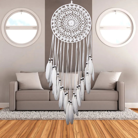 White Simple Decorative Creative Pattern Dream Catcher Wall Hanging Home Craft Gift Dreamcatcher Ornament Bedroom Decoration