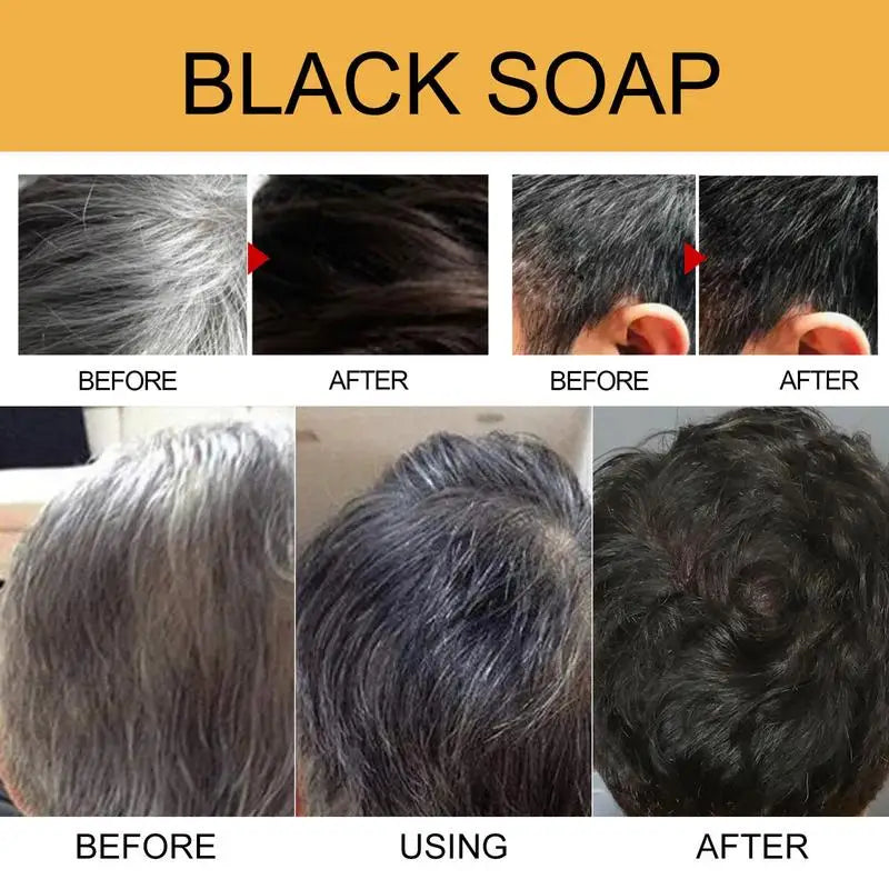 50g Instant Mens Black Soap Bar Natural Gray Hair Coverage Shampoo Bar Nourishing Scalp For White Grey Hair And Beard