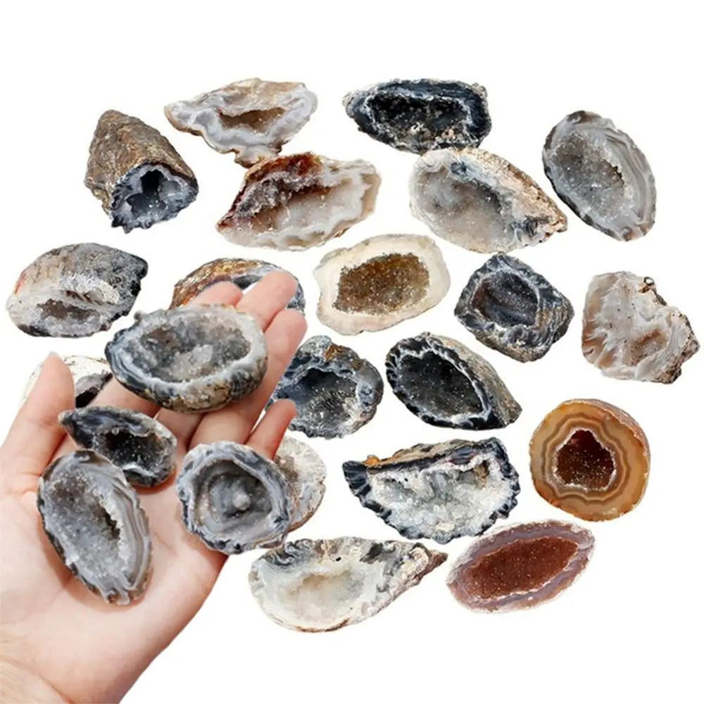 Natural Agate Geodes Crystal Cluster Mineral Ore Raw Collectible Specimen Healing Stones Agate Geodes Drusy Quartz Slice Gifts