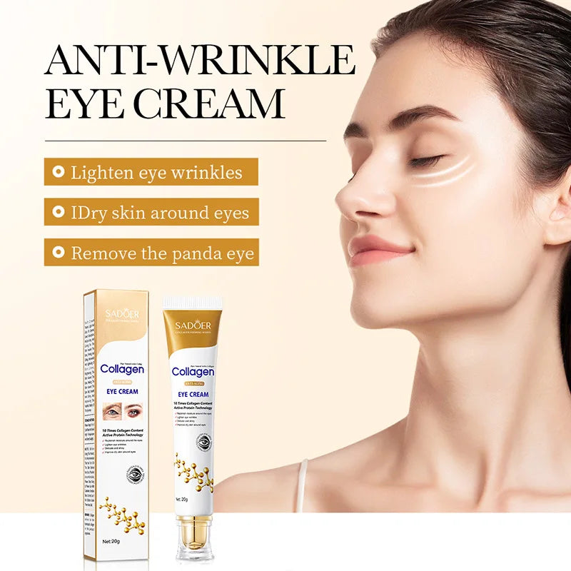 Collagen Anti-Wrinkle Eye Cream Remove Dark Circles Eye Bags Puffiness Fine Lines Moisturizing Firming Lifting Eye Skin Care 20g