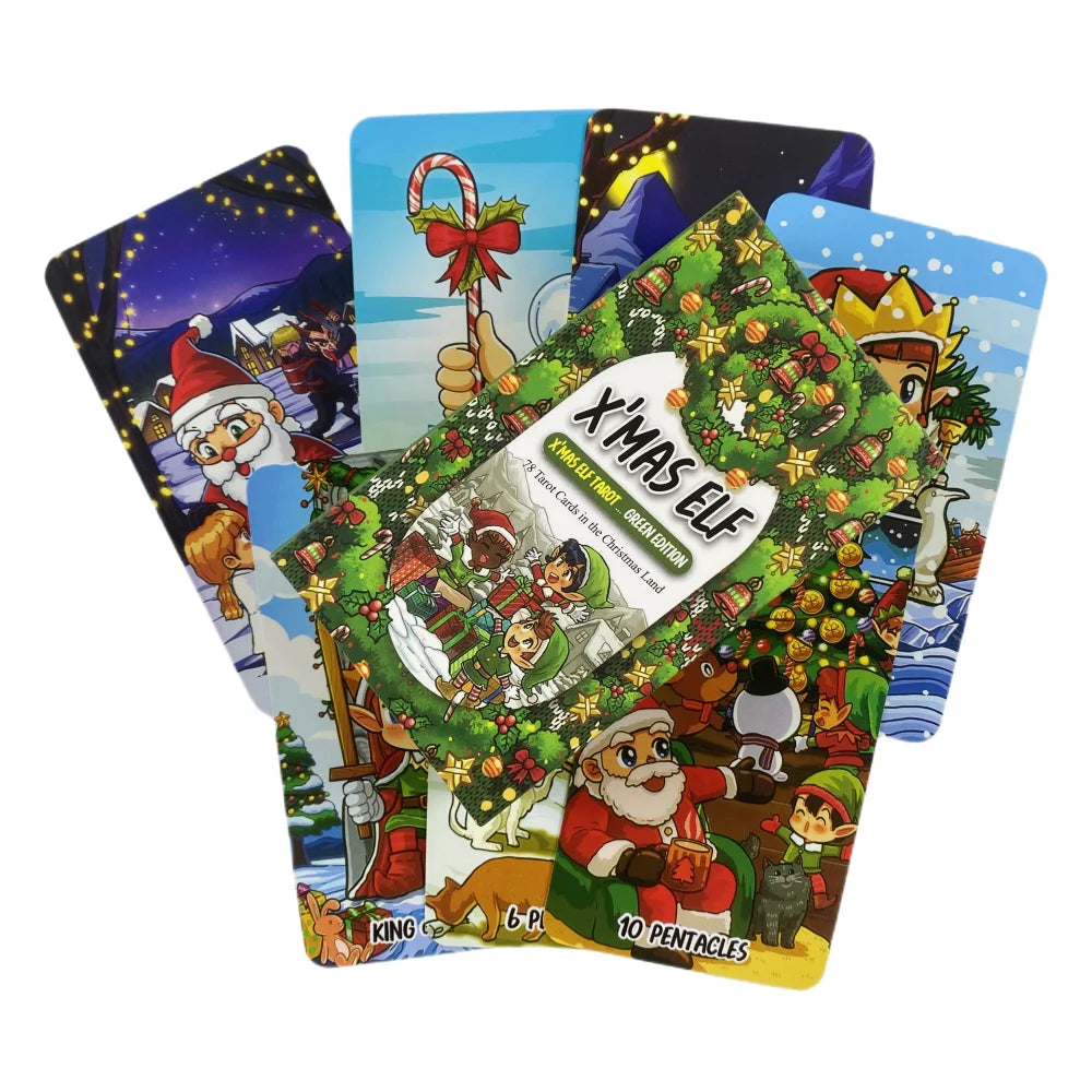 X'mas Elf Tarot Cards Christmas Green A 78 Deck Oracle English Visions Divination Edition Borad Playing Games