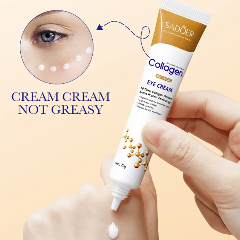 Collagen Anti-Wrinkle Eye Cream Remove Dark Circles Eye Bags Puffiness Fine Lines Moisturizing Firming Lifting Eye Skin Care 20g