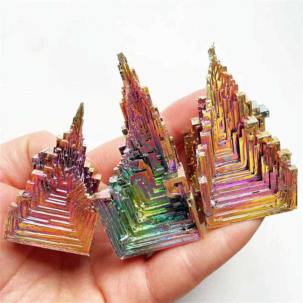 Natural Bismuth Tower Metal Mineral Pyramid Stones Gemstone Healing Stone Meditation Collection Or Decor Witchcraft Raw Crystals