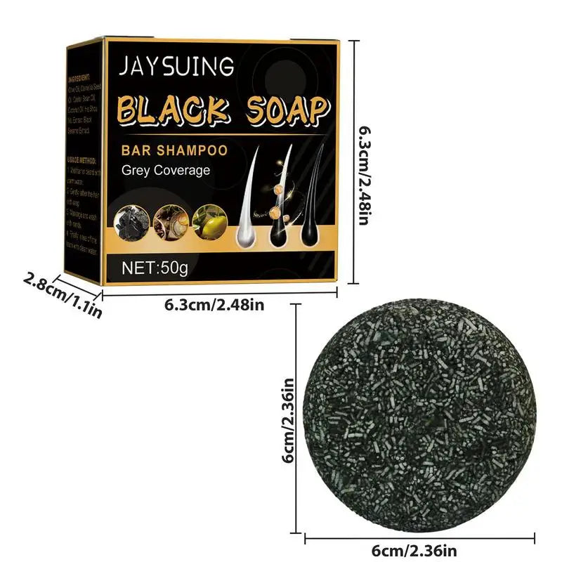 50g Instant Mens Black Soap Bar Natural Gray Hair Coverage Shampoo Bar Nourishing Scalp For White Grey Hair And Beard