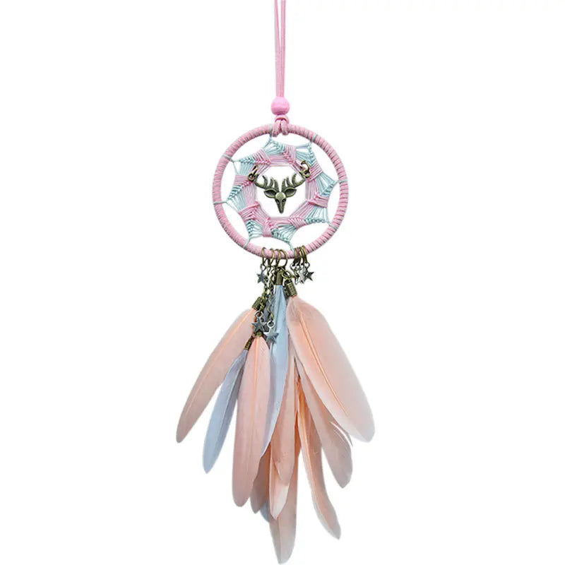 Ins Car Pendant Dream Catcher Car Creative Car Rearview Mirror Decoration Pendant Feather Car Hanging Safe All The Way